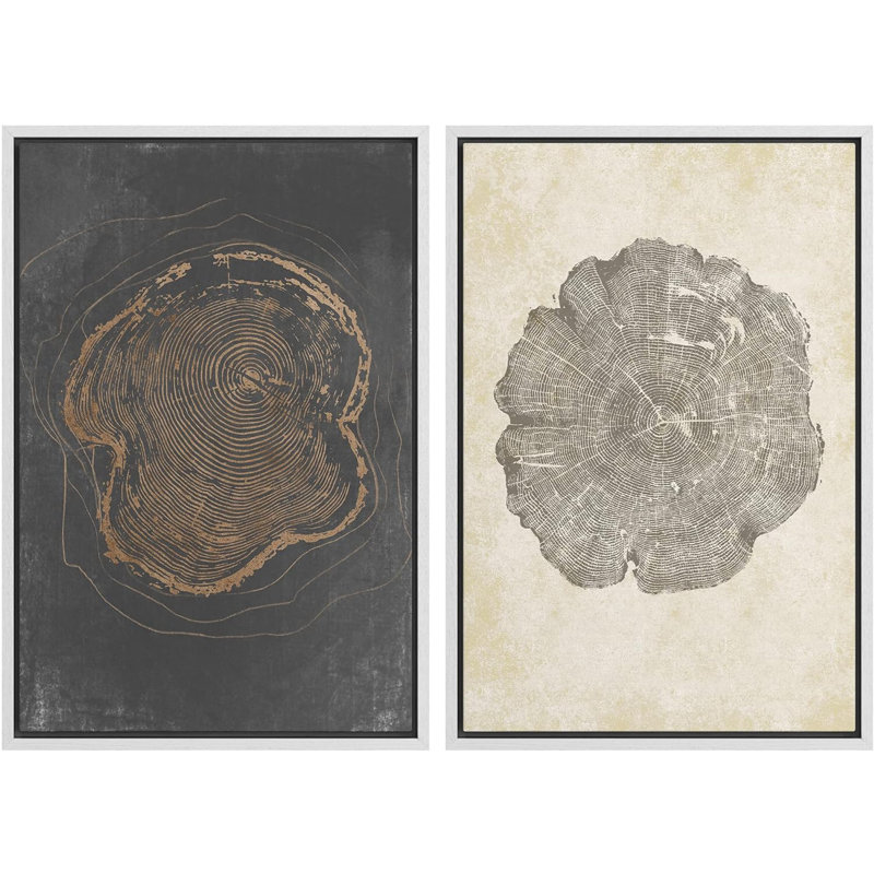 «Pastel Grungeest Tree Rings», 2 pièces, Blanc, H 36 po x l 24 po