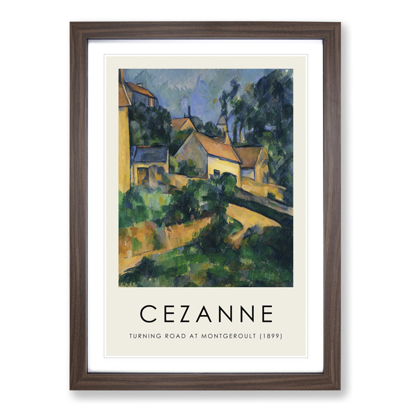Turning Road at Montgeroult by Paul Cezanne - Picture Frame Painting, Walnut Framed, 65cm H x 48cm W x 2cm D