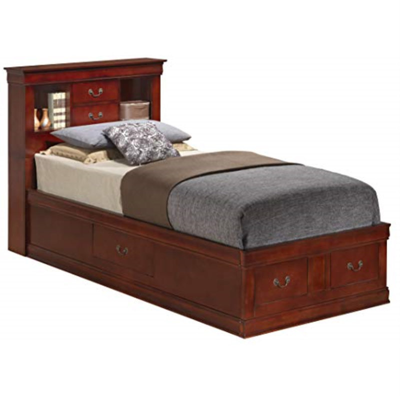Citronelle Bookcase Storage Bed, Cherry, Twin