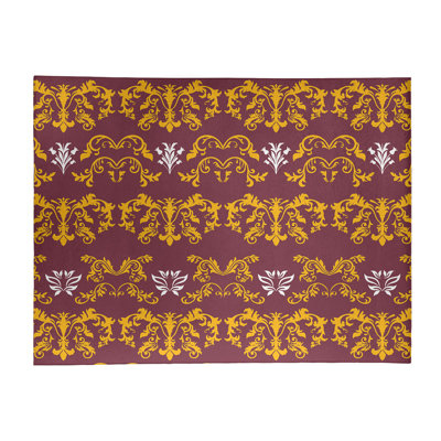 Tapis damassé rose / jaune