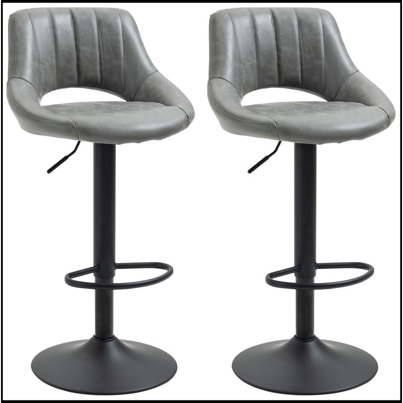 Bar Stools Set Of 2, Swivel Bar Height Barstools Chairs With Adjustable Height, Round Heavy Metal Base, And Footrest