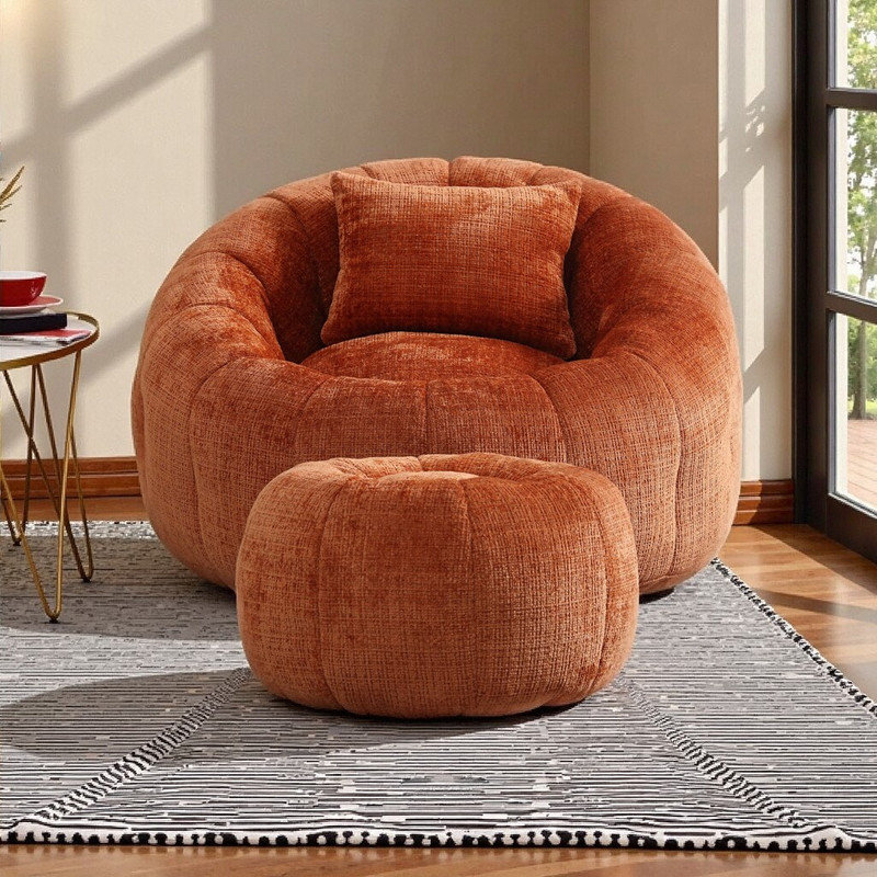 Fauteuil à billes en chenille avec pouf 38,98 Lavara, Orange