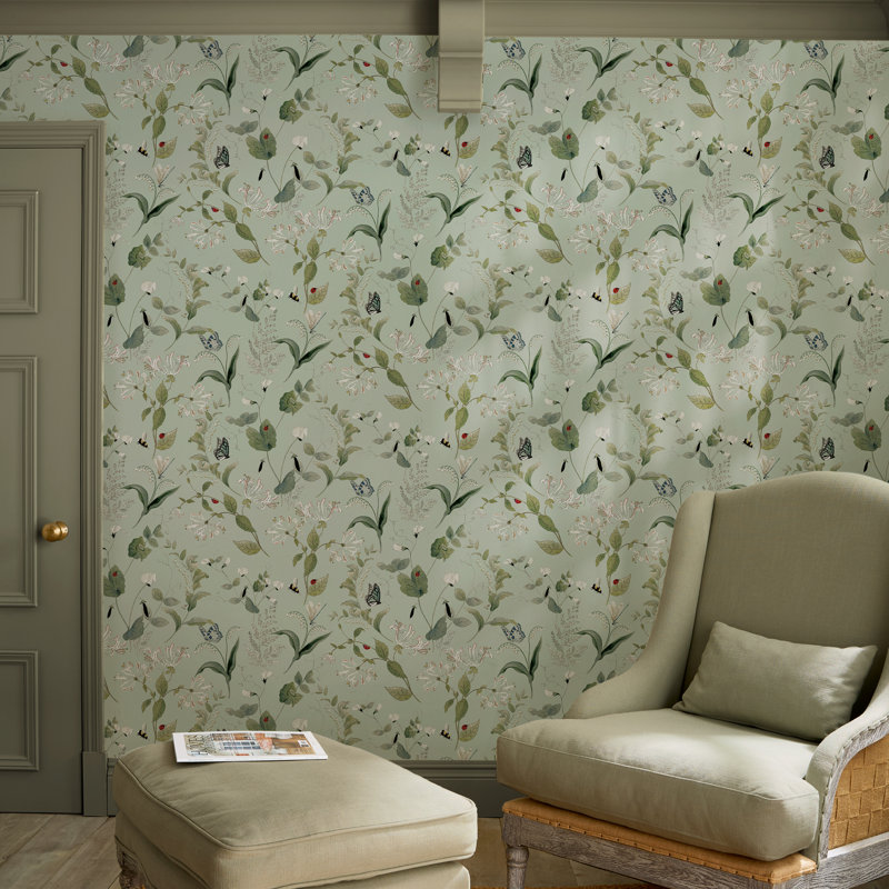 Sophie Allport Wild Floral Rutland Stone Wallpaper, Green