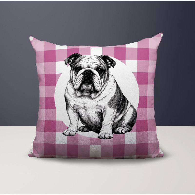 Oreiller réversible intérieur / extérieur Bulldog, 18x18, Magenta