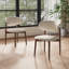 Chaises de salle à manger modernes de style Mid-Century beige, chaises de cuisine en bois de chêne massif brun pour la salle à manger, lin en coton blanc cassé, aucun assemblage requis-716670287