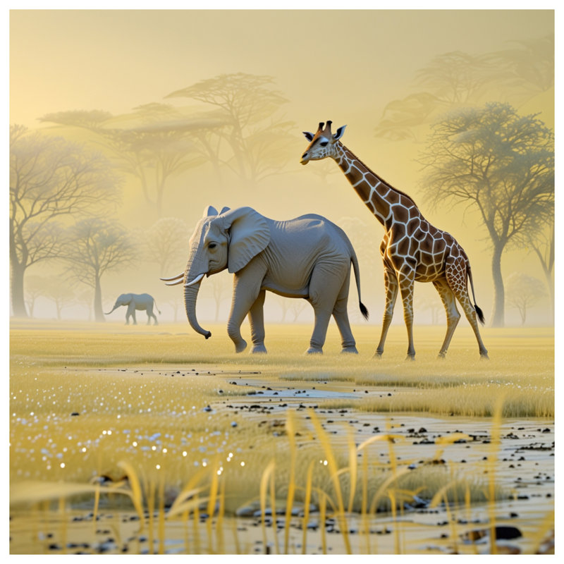 Rideaux de douche éléphant et girafe extra long, L 70 po x H 93 po