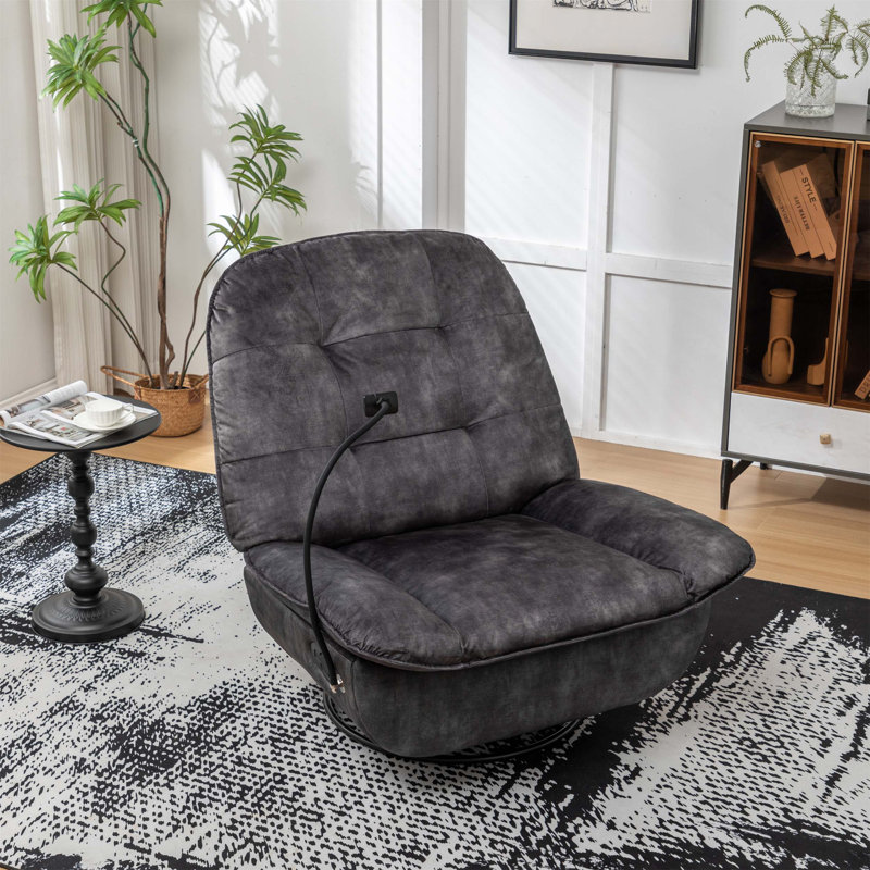 Luxueux fauteuil inclinable en velours estampé doré avec support pour téléphone portable et fonction berçante pivotante, parfait pour le confort et le style