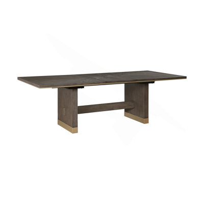 Table de salle à manger moderne avec rallonge autoportante à finition feuille brune et or, meubles de salle à manger en bois 1pc