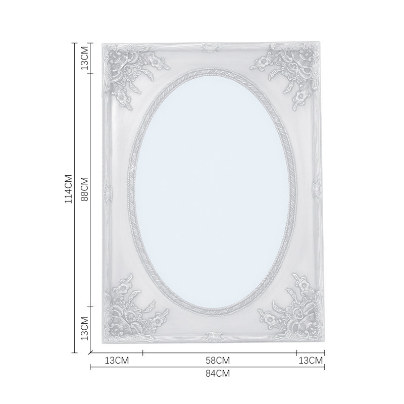 Glennville Solid Wood Arch Wall Mirror, White