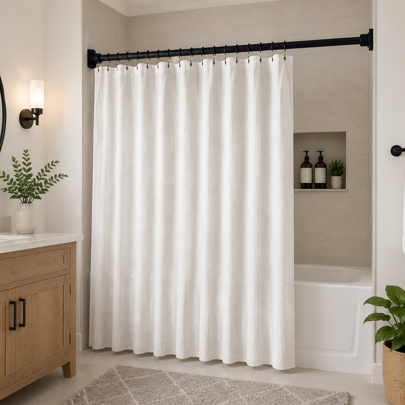 Tringle à rideau de douche à tension réglable, tringle à rideaux en acier inoxydable avec supports pour salles de bain, fenêtres et placards