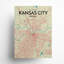 «Kansas City Map», reproduction d'impression sur affiche en beige-24705594