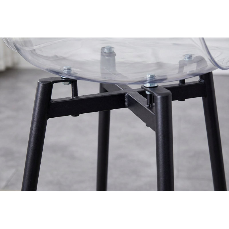 Tabouret de bar moderne et minimaliste avec pieds élégants en métal (ensemble de 4), Argent, 4