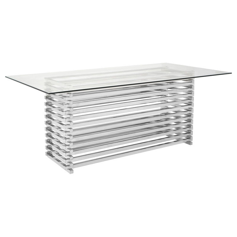 Garceau Glass Top Metal Base Dining Table