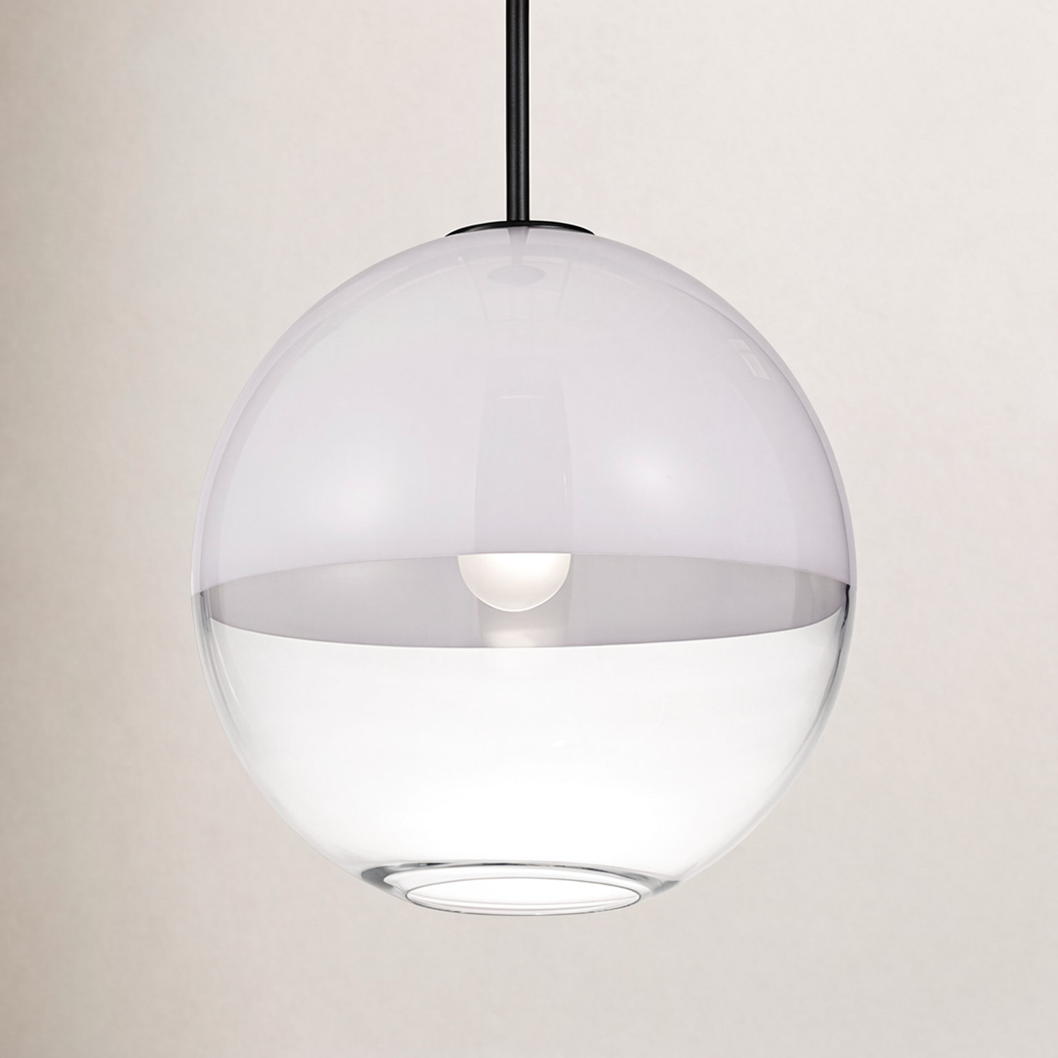 Dimmable Glass Single Light Pendant, Aged Iron