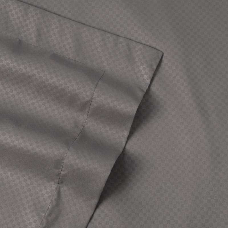 Checkered Embossed Bed In A Bag Comforter Set, King Comforter + 7 Additional Pieces, Gray