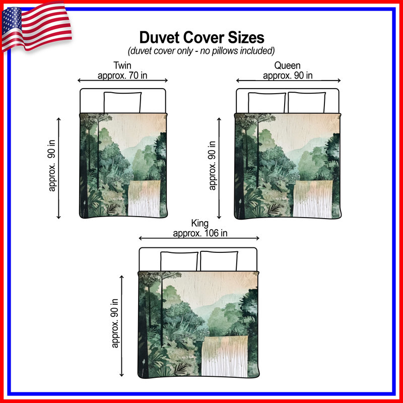 Dense Forest Waterfall Duvet Covers, Twin