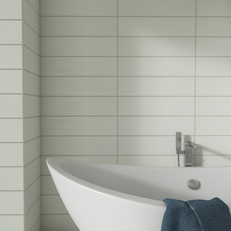 Refinery Semi-Polished 6'' W x 24'' L Porcelain Singular Tile, Cotton