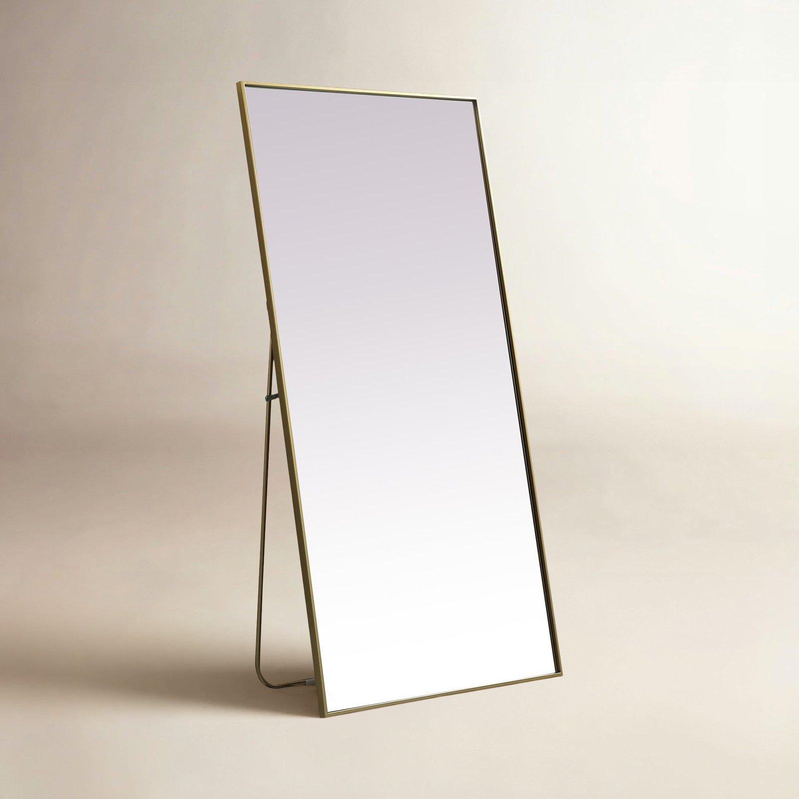 Sabine Metal Rectangle Floor Mirror, 72" x 36", Brass