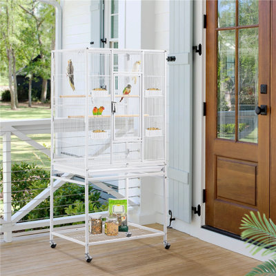 136cm Iron Flat Top Floor Bird Cage with Wheels