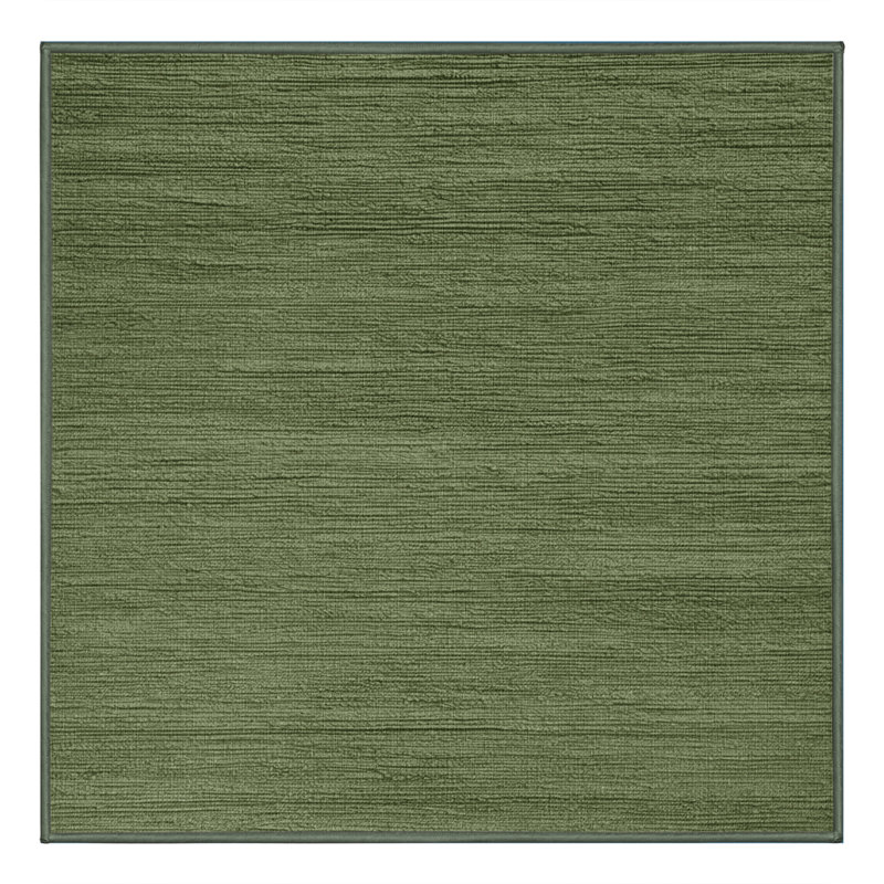 Machine Washable Solid Green Area Rug, Square 7'