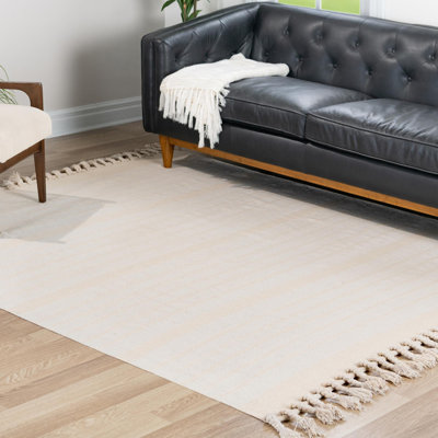 Tapis rayé en coton tissé à plat à la main Izaia
