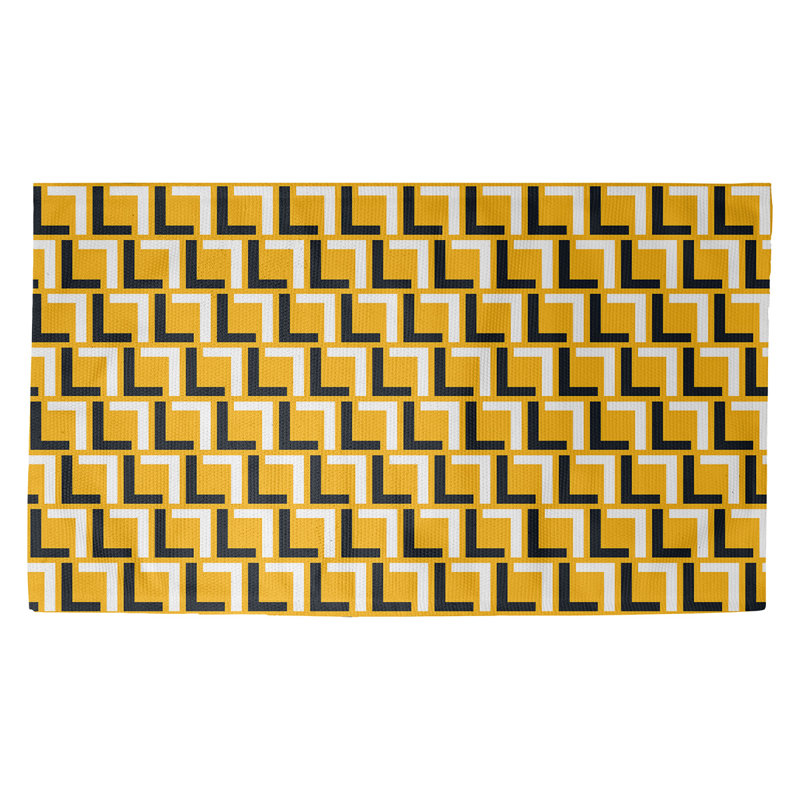 Tapis géométrique jaune / noir / blanc, Rectangle 2 pi x 3 pi