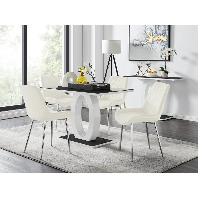 4 - Person Dining Set, Cream/Silver