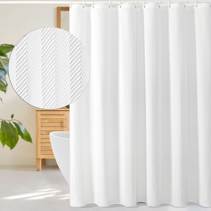 Ensemble de rideau en tissu blanc à motif de chevrons texturé 3D