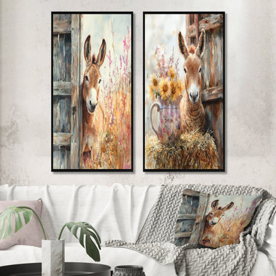 Portrait d'âne du doux voyageur II - collection d'art mural animaux 2 pièces