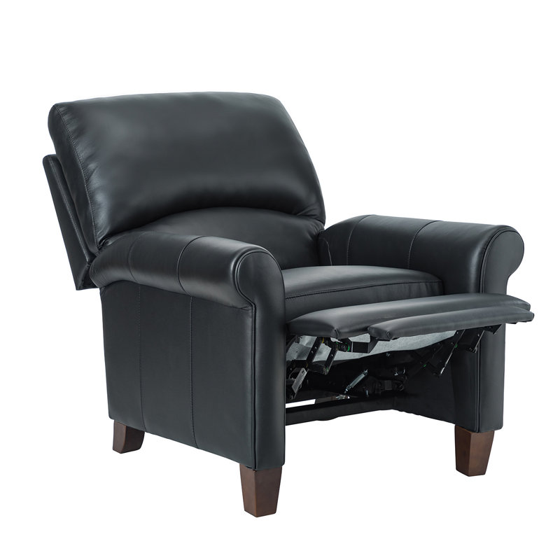 Fauteuil inclinable manuel en cuir véritable 33,07 po Purcello (ensemble de 2), Cuir véritable noir