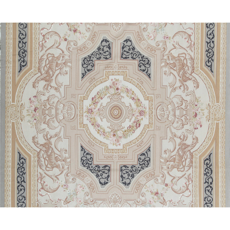 Hand-Knotted High-Quality Beige and Gray Area Rug