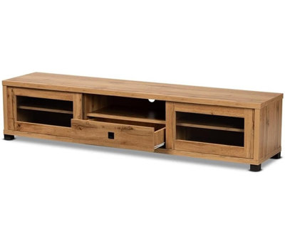  Modern Contemporary Oak Brown Wood 1 Drawer TV Stand