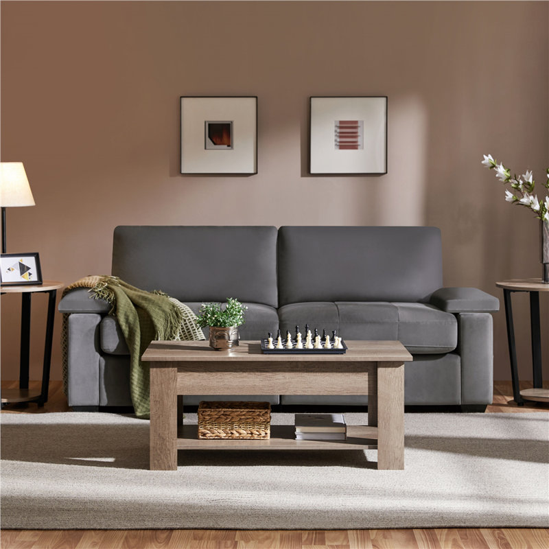 Lift Top Four Leg Coffee Table with Storage, Grey, 56cm H x 98cm L x 50cm W