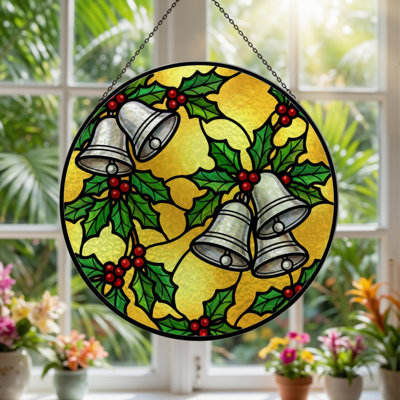Panneau de vitrail 12 "H Christmas Bells