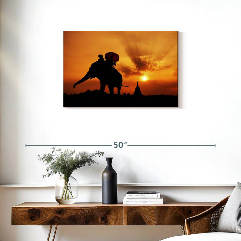 Brampt Elephant Sunset Silhouette, 20" H x 30" W