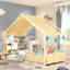 Lit simple Montessori avec structure de toit, lit pour tout-petit Lit simple pour enfants avec garde-corps de sécurité, lit Montessori pour garçons, cadre de lit robuste pour enfants