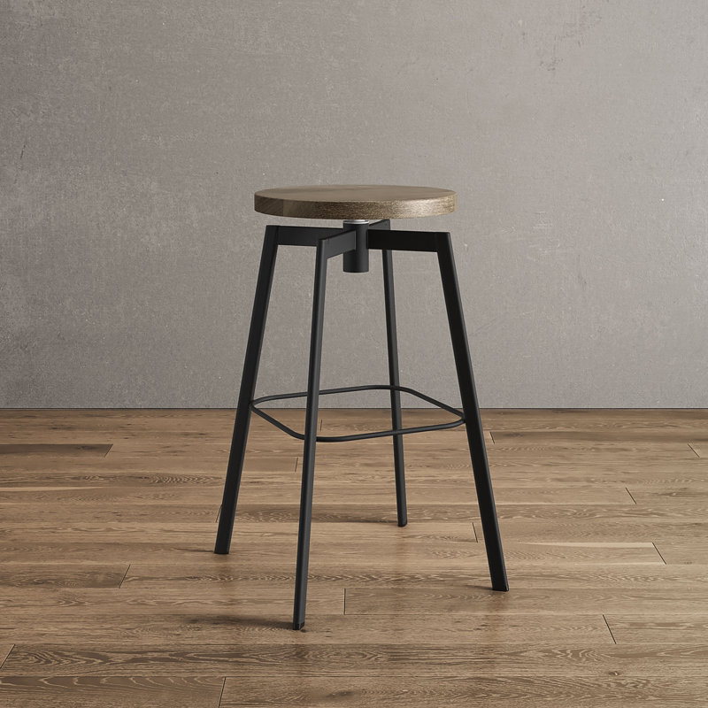Tabouret de bar et de comptoir pivotant en bois massif Katerinka, Beige, Tabouret de bar (siège d'une hauteur de 29,50 po)