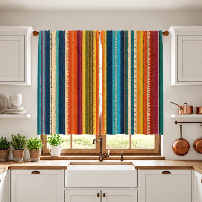 2 pièces de rideaux à rayures bohémiennes, tissu filtrant la lumière, motif vertical artistique, parasol et protection de la vie privée, passe-tringle, pour le salon, la chambre à coucher, le balcon, la cuisine