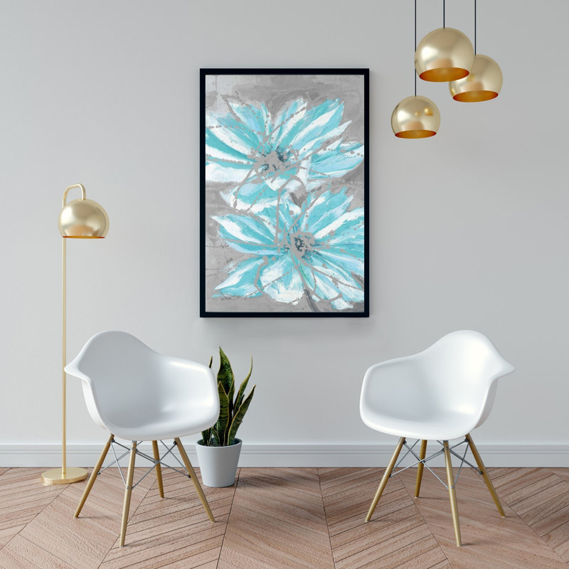 "Deux petites fleurs bleues abstraites" sur toile
