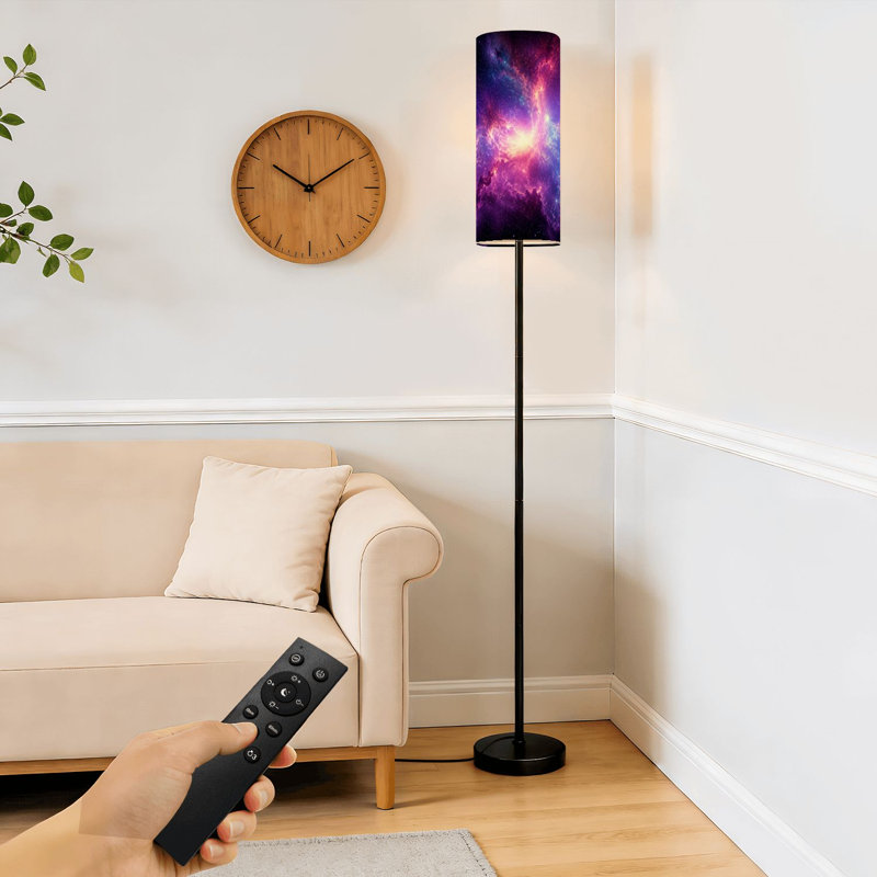 Lampe sur pied lumineuse nébuleuse de l'espace extra-atmosphérique ciel étoilé mauve tons bleus lampe sur pied moderne avec télécommande interrupteur au pied ampoule abat-jour grand poteau d'angle pour le salon chambre bureau