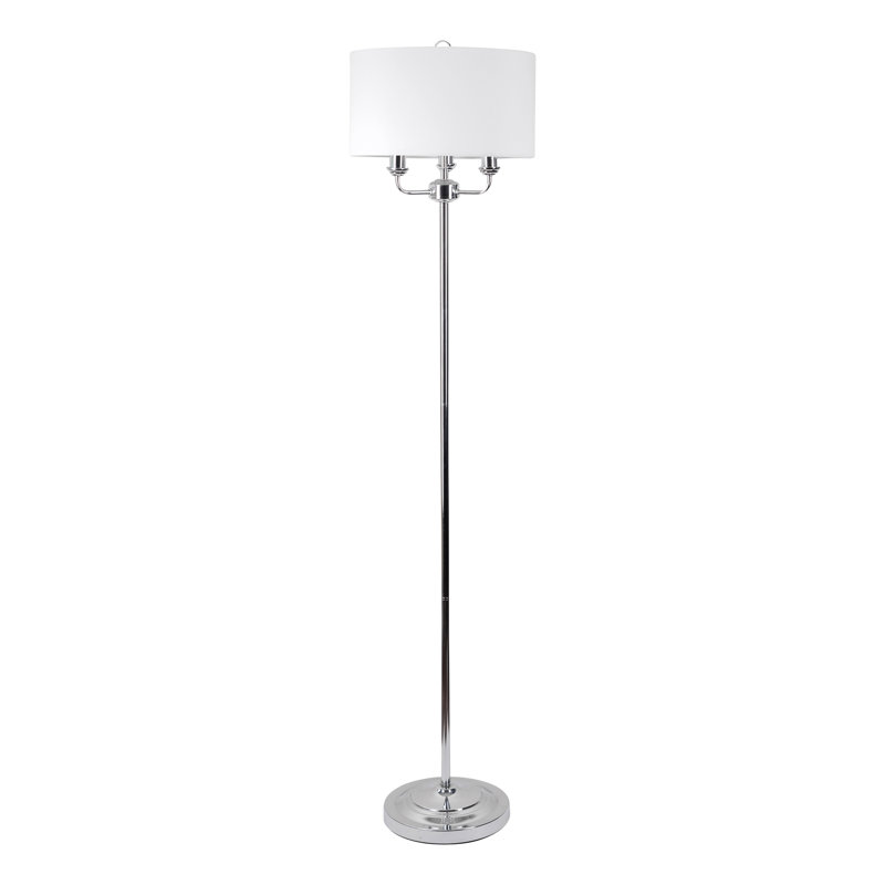 Dunn 154cm Traditional Floor Lamp, Light Cream, Chrome