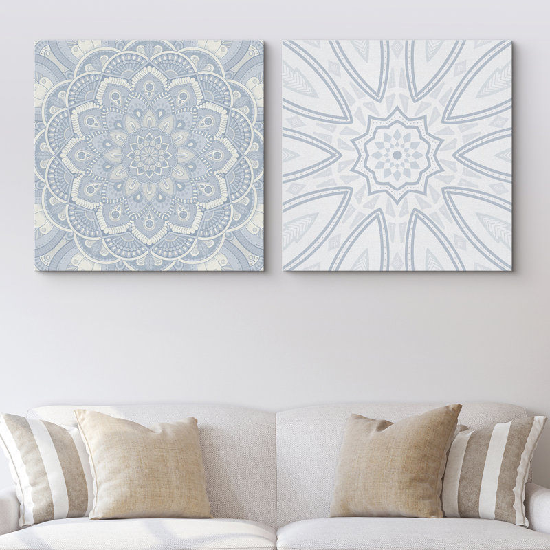 Mandala, variété de motifs floraux sur toile, 2 pièces, H 12 po x l 24 po x P 1,5 po
