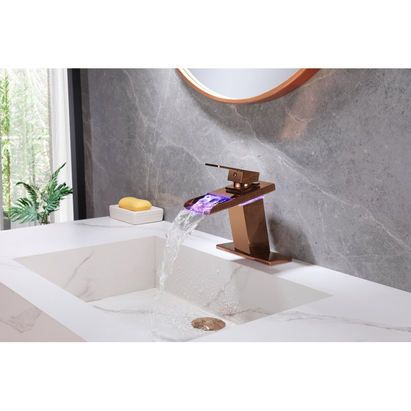 Single-handle Bathroom Faucet with Drain Assembly, Rose