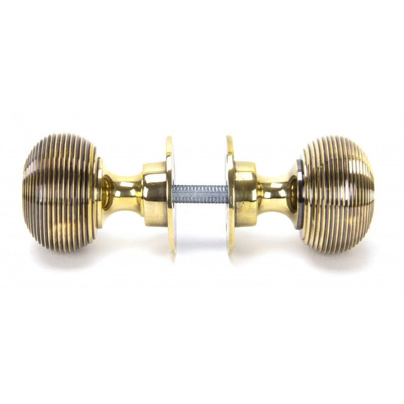 Aged Brass Beehive Mortice/Rim Knob Set, Aged Brass