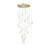 24-Light Gold Chandelier With White Glass Pendants-616026289