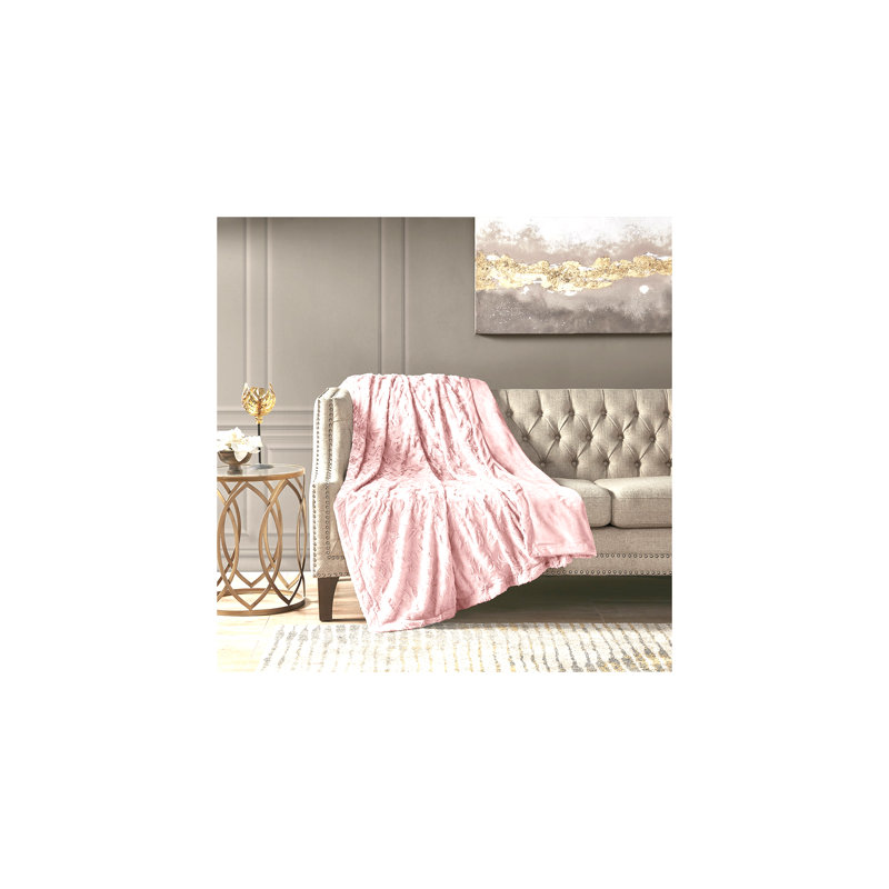 Jeté en fausse fourrure surdimensionnée Zuri - fausse fourrure unie brossée avec revers en vison, Rose