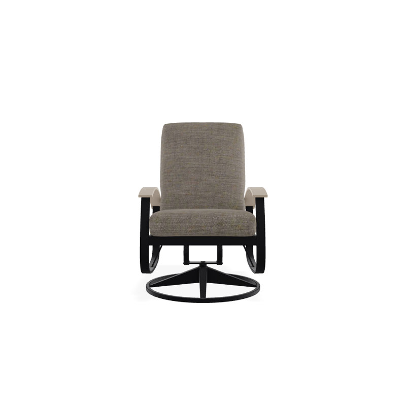 Belle Isle Outdoor Swivel Lounge Chair, Cast Ash Sunbrella® Plainweave, Desert P60, Textured Black