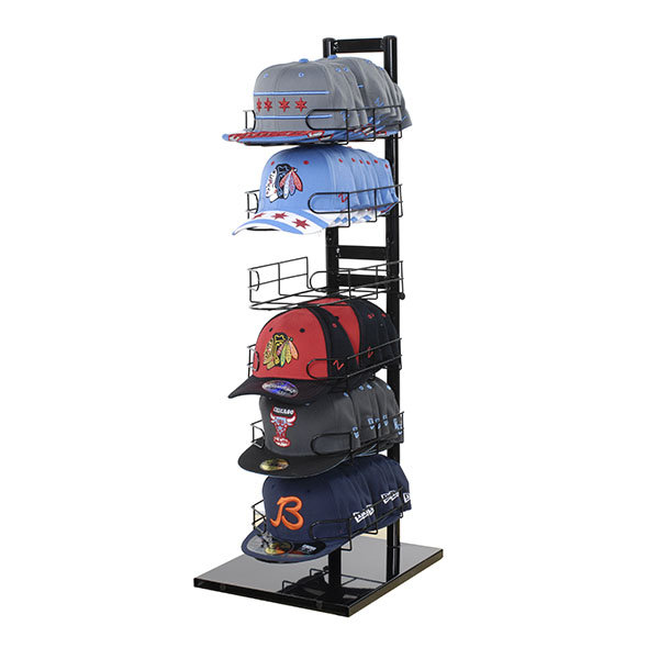38" H X 12.25" W – Black 6-Pocket Countertop Baseball Cap Display Rack For 72 Hats