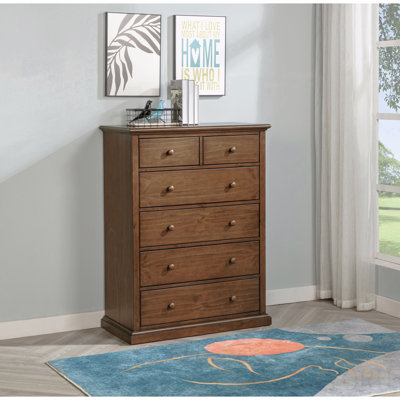 Medium Brown 6-Drawer Bedroom Chest