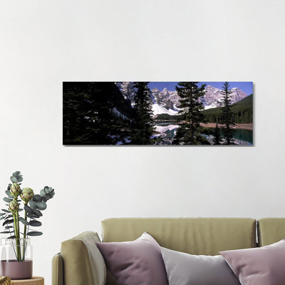 Lake In Front Of Mountains, Banff, Alberta, Canada by Panoramic Images - Wrapped Canvas Panoramic Print